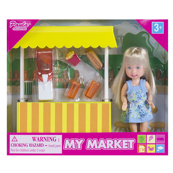 Игровой набор из серии Paula. На рынке – Кукла и ларёк с едой  